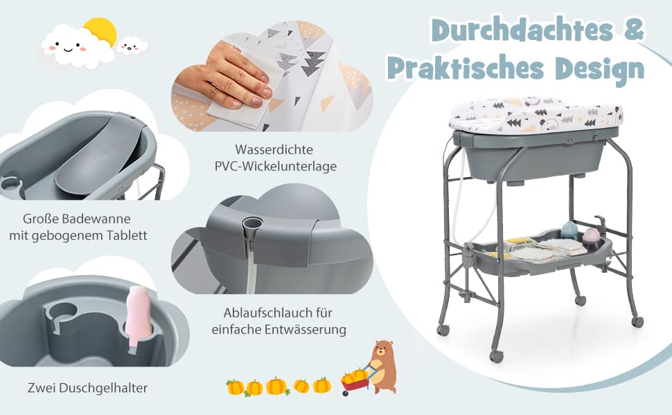 wickeltisch mit badewanne für kinderzimmer