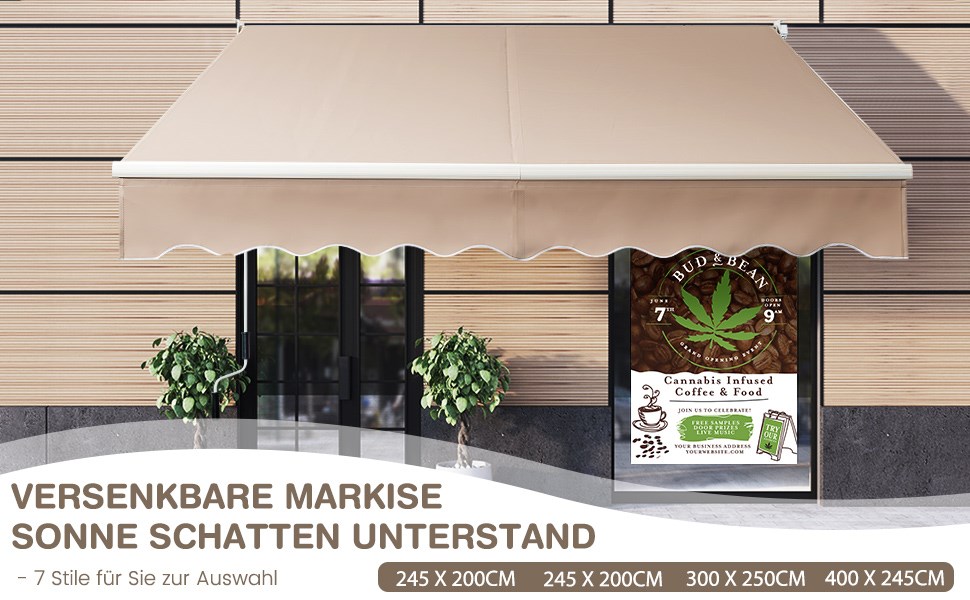 Ausfahrbare Markise für die Terrasse
