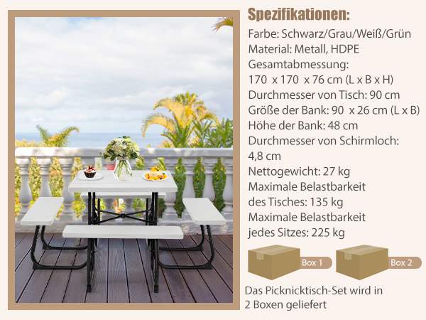 Komplettes Picknicktisch Set