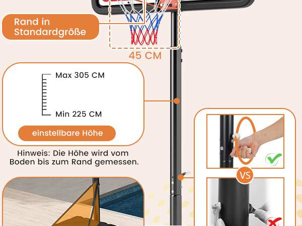 Höhenverstellbarer Basketballkorb