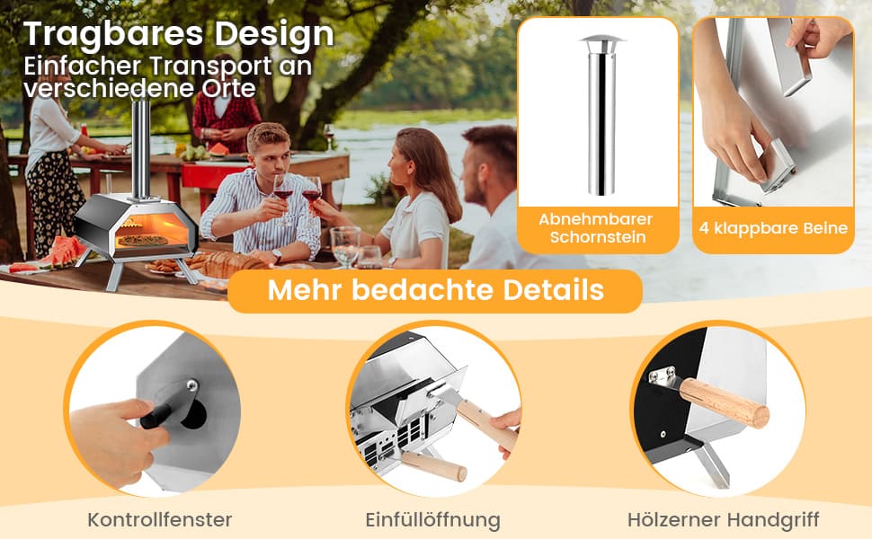 pizzagrill mit klappbaren beinen