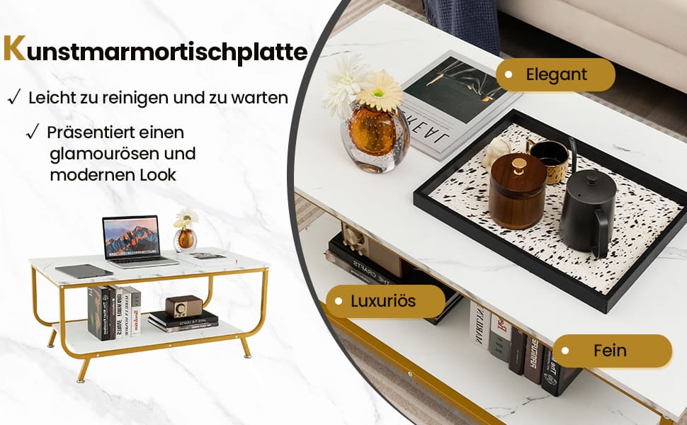 2-ebenen wohnzimmertisch mit ablage