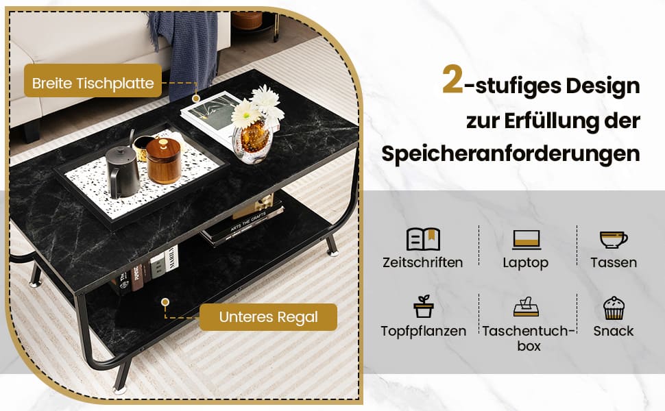 moderner 2-ebenen mitteltisch