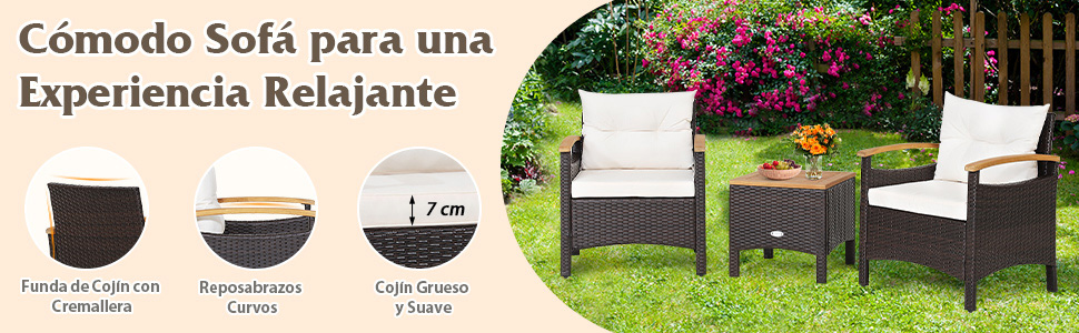 Sofá de exterior con mesa