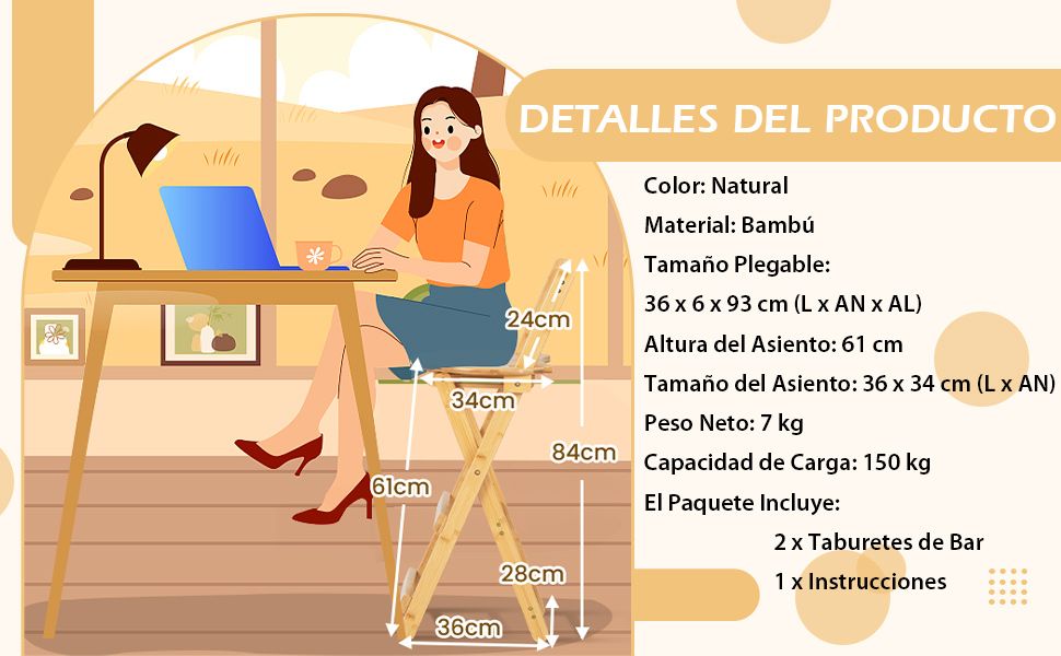 Taburetes de bar de ahorro de espacio