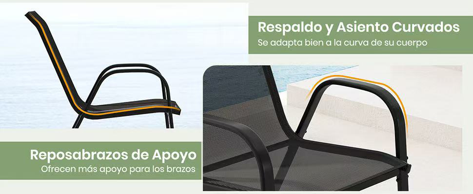 juego de comedor al aire libre Muebles de patio de 3 piezas para césped
