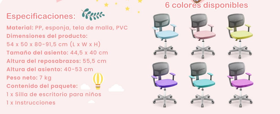 silla para ordenador para niños
