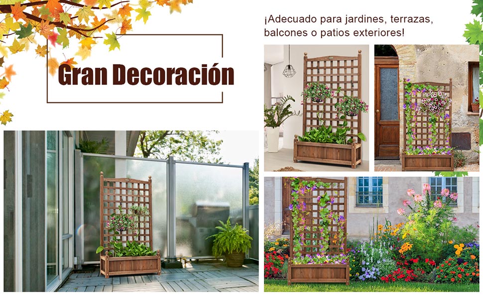 Jardineras elevadas con trepadora