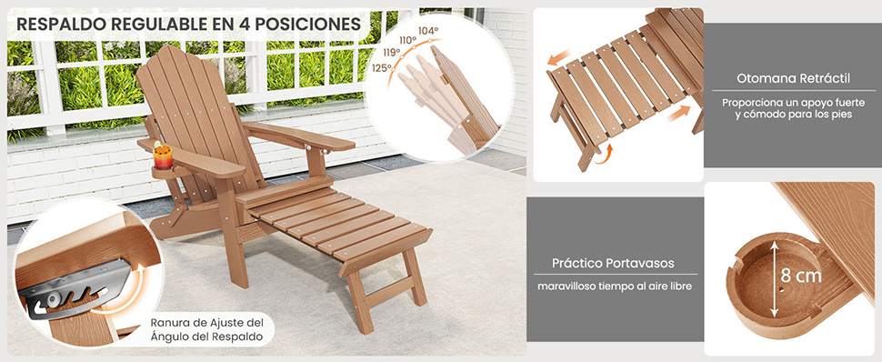 Muebles Alfresco Piani Per Costruire Sedia Adirondack Con Poggiapiedi In Legno