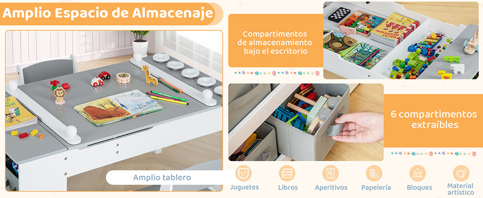 Conjunto mesa y sillas multifunción