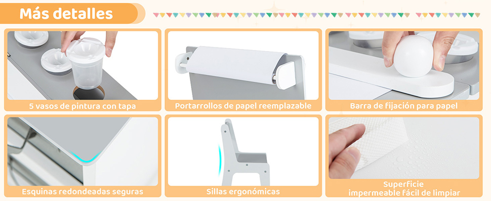 Mesa arte niños con almacenamiento
