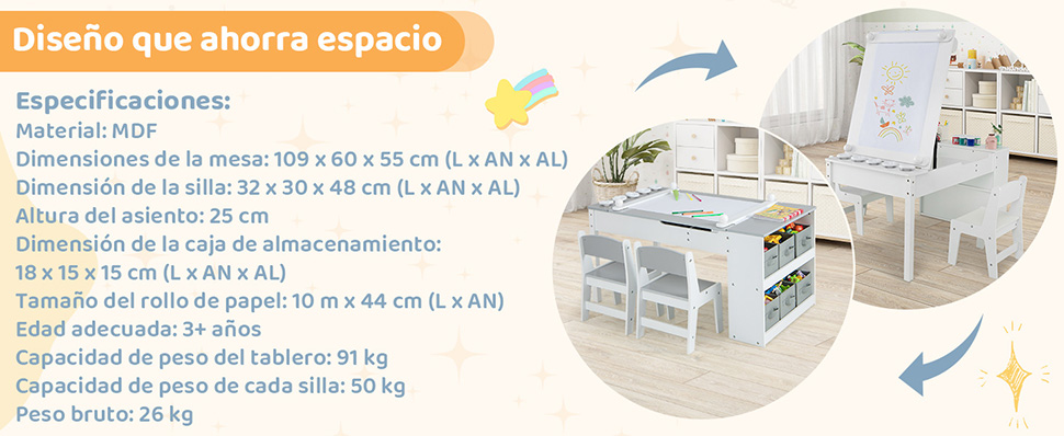 Transformable mesa a caballete