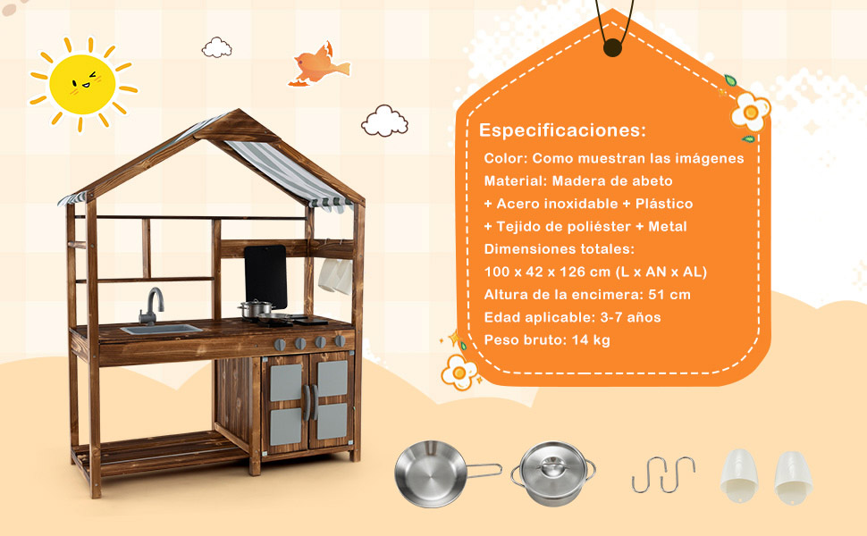 Cocina de barro con pizarra y fregadero