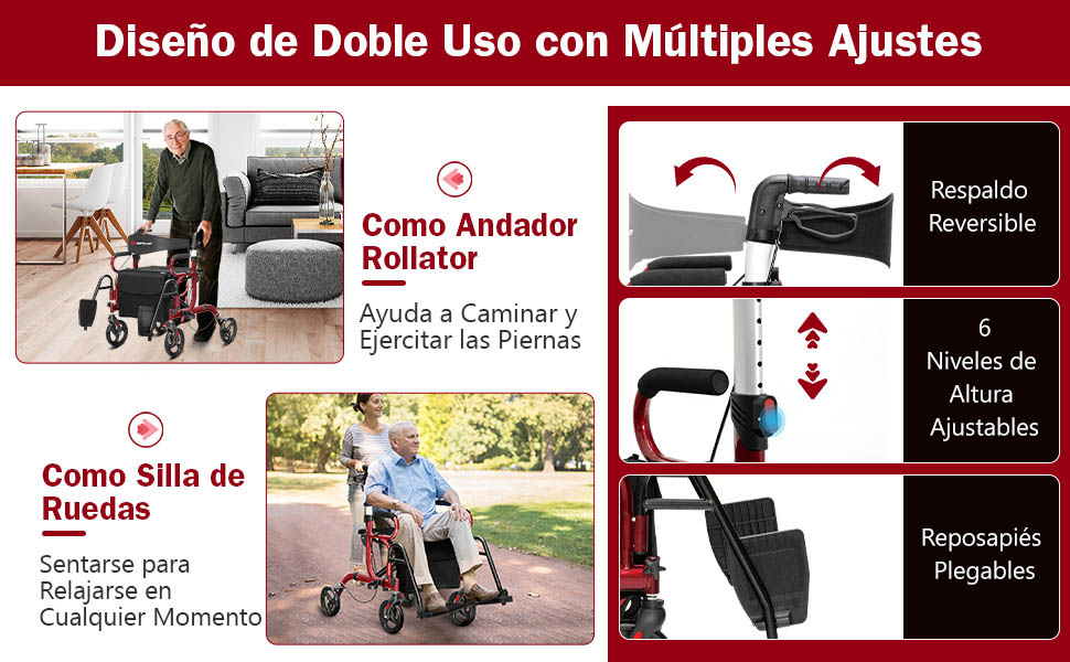 Andador con ruedas y asiento