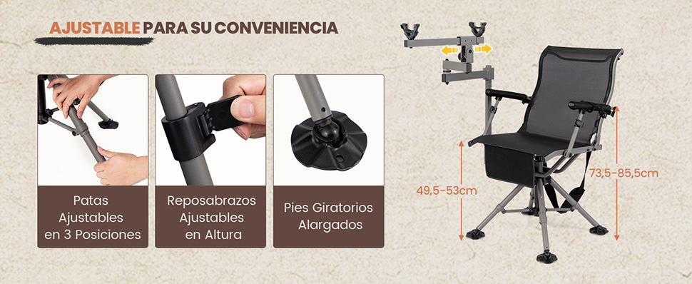 silla plegable de caza con soporte para arma