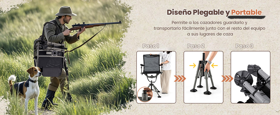 asiento de caza con soporte para rifle