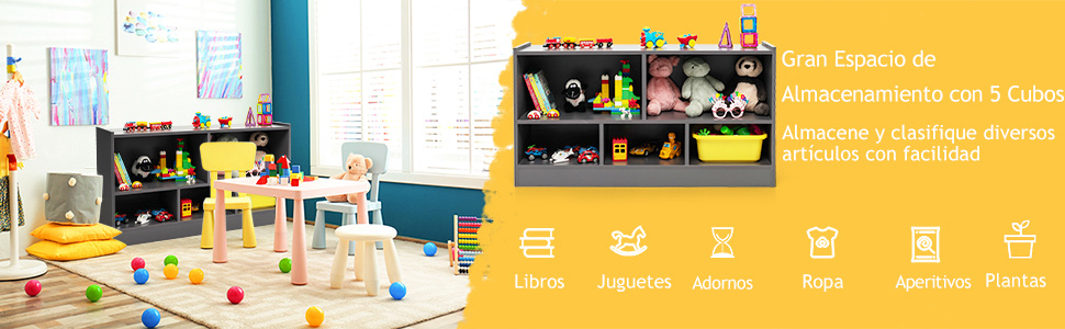 estante con cubos para niños
