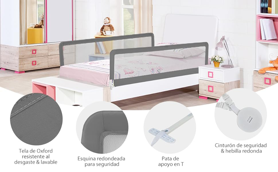 barandilla de cama plegable para niños