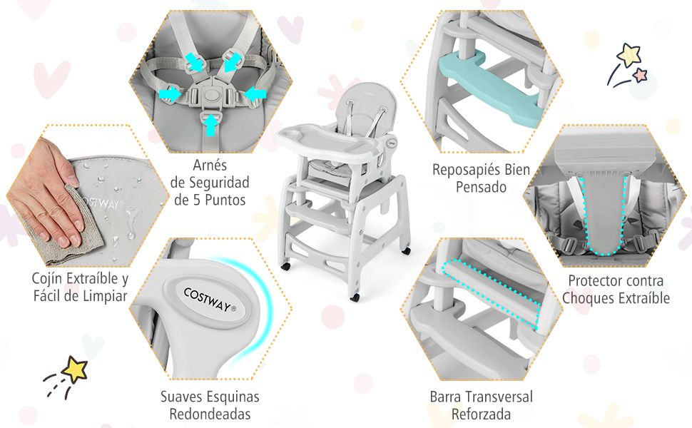 Silla de alimentación con bandeja ajustable