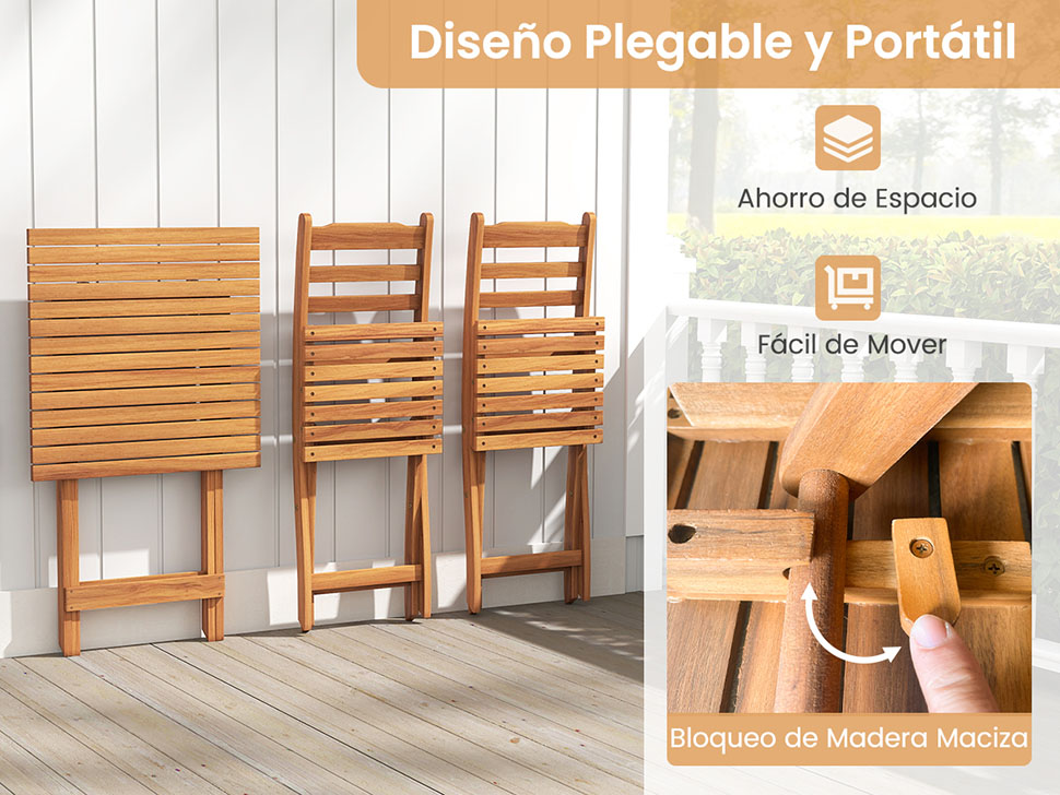 Mesa y sillas plegables 