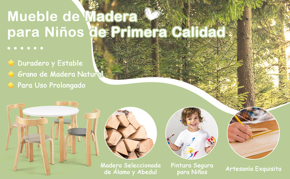 Set de mesa y 4 sillas