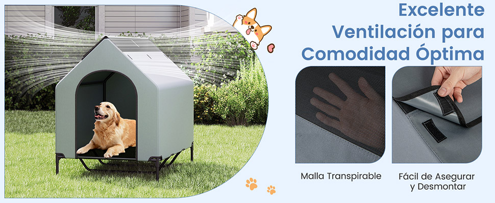 casa para perros elevada impermeable para razas pequeñas/medianas/grandes