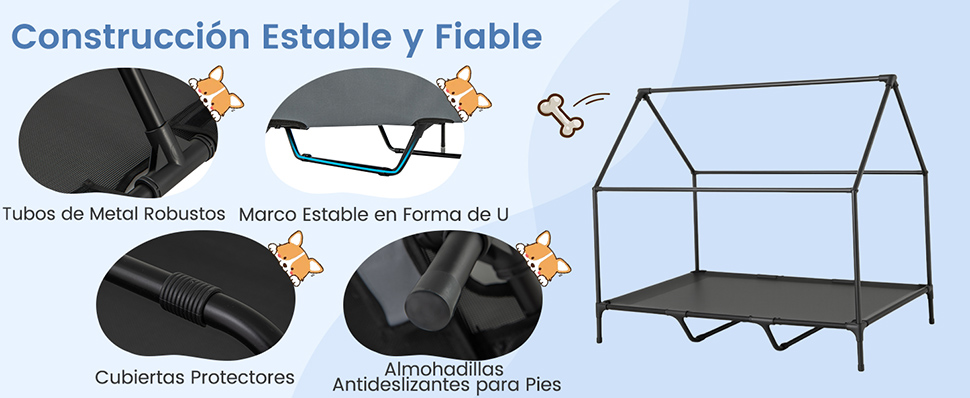 con cama elevada de enfriamiento para perros