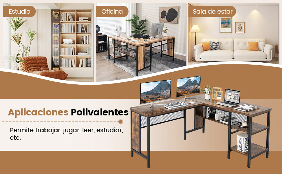 Mesa de trabajo en forma de L 