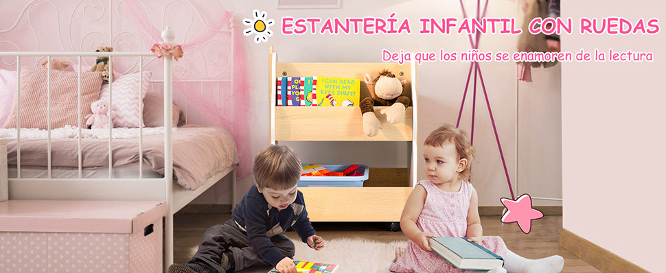 Estantería infantil con ruedas