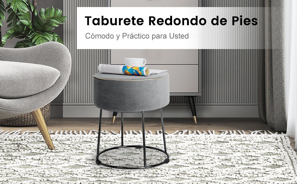 taburete con base metálica
