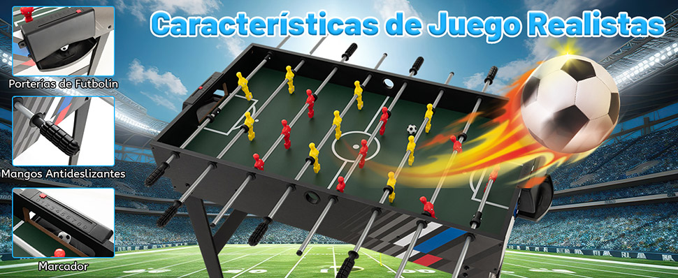 Mesa de futbolín, hockey, billar y ping pong