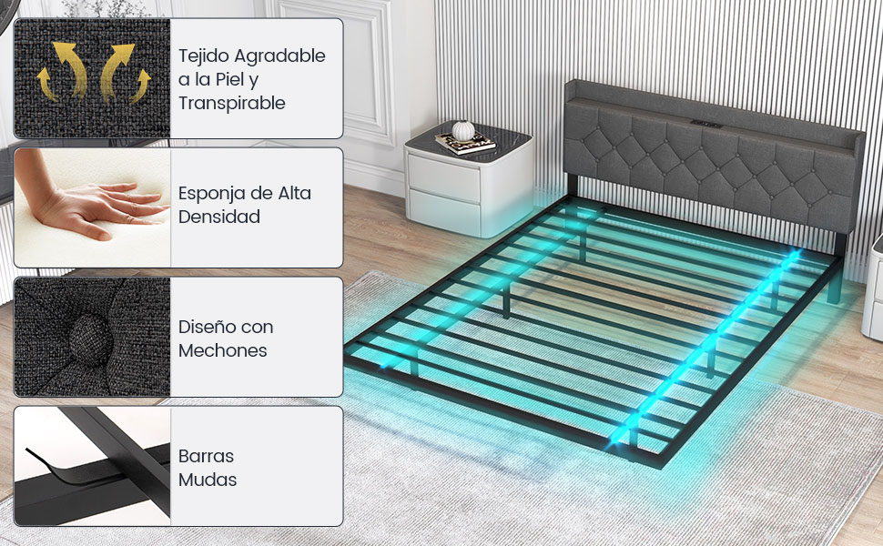 plataforma de cama con cabecera