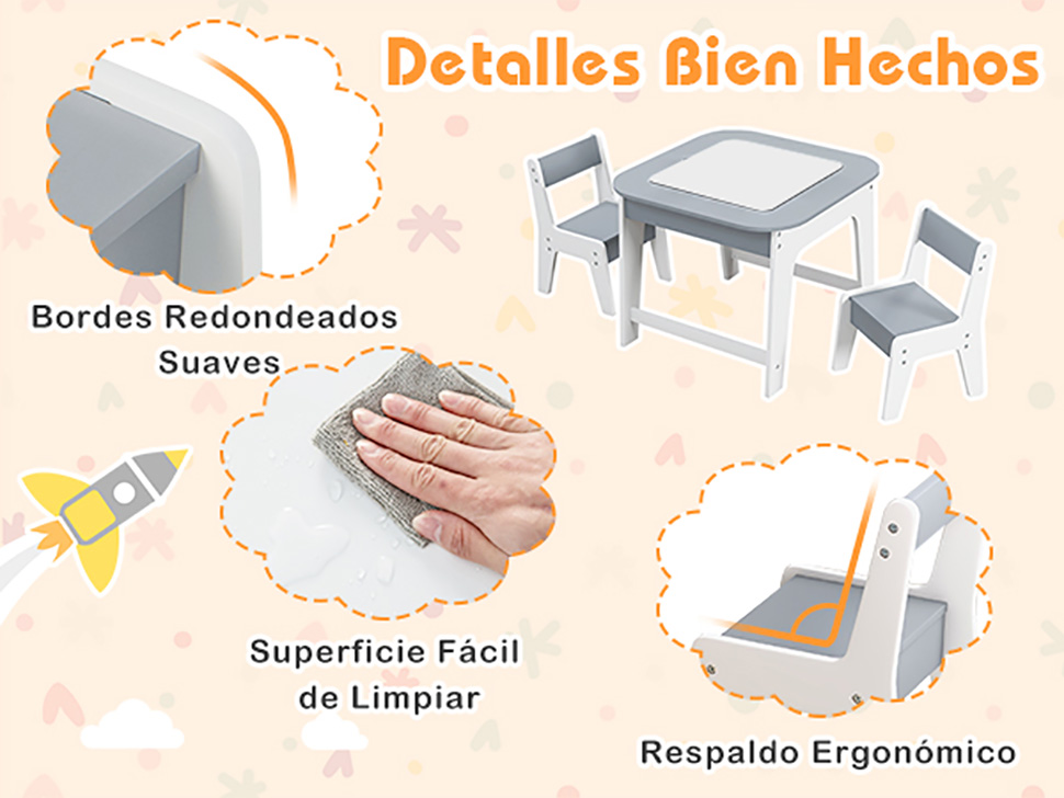 juego de mesa de actividades y sillas