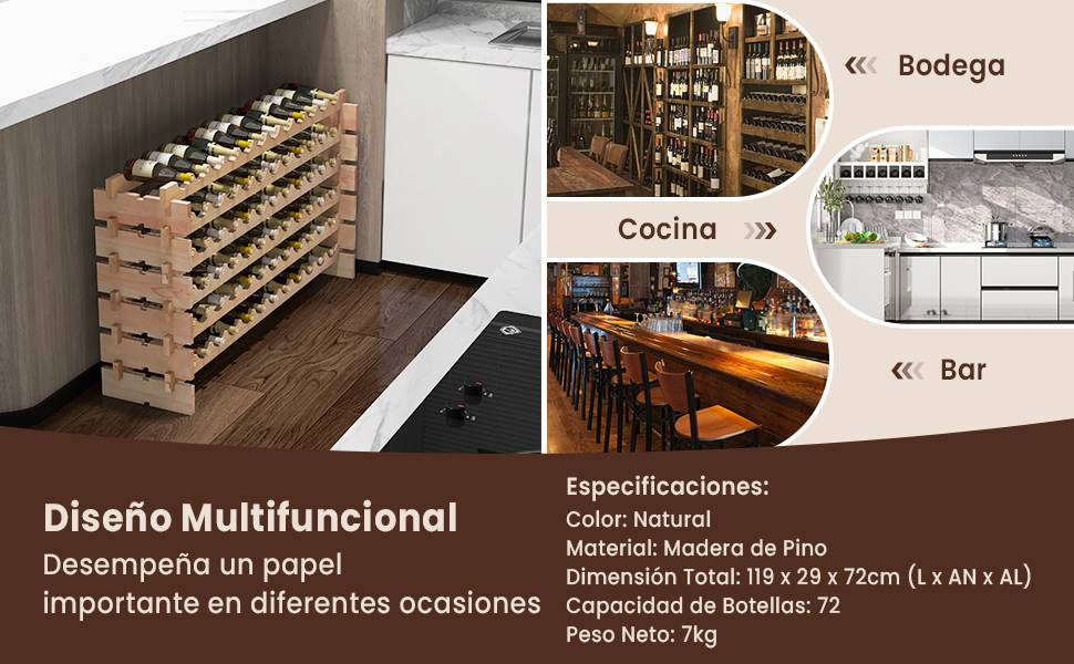 Botellero de Madera para Bar