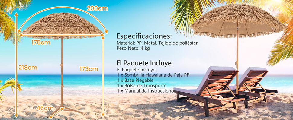 Sombrilla inclinable 30 grados