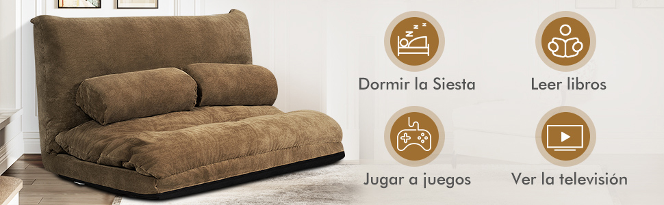 Sofá a ras de suelo con respaldo regulable 