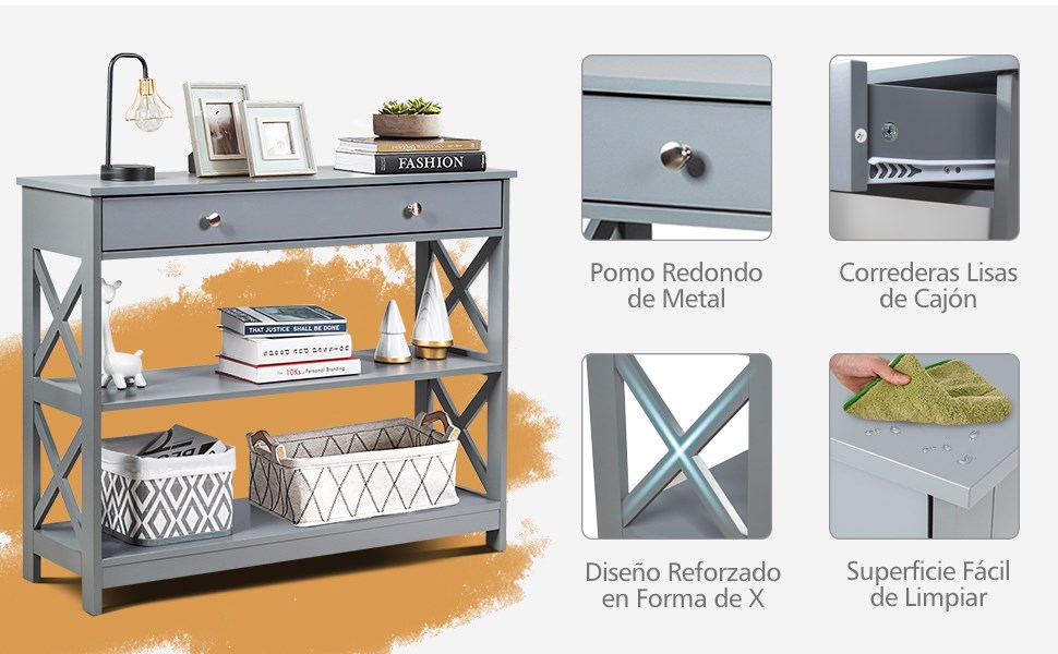 mesa para entrada con cajón y repisas