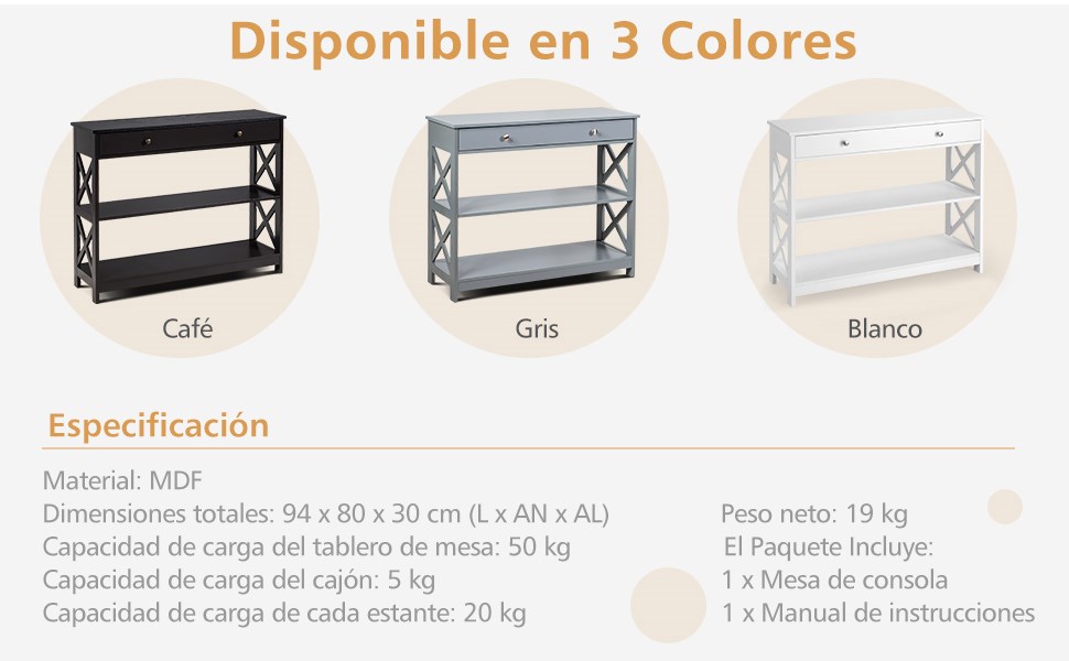 mesa para sofá con cajón