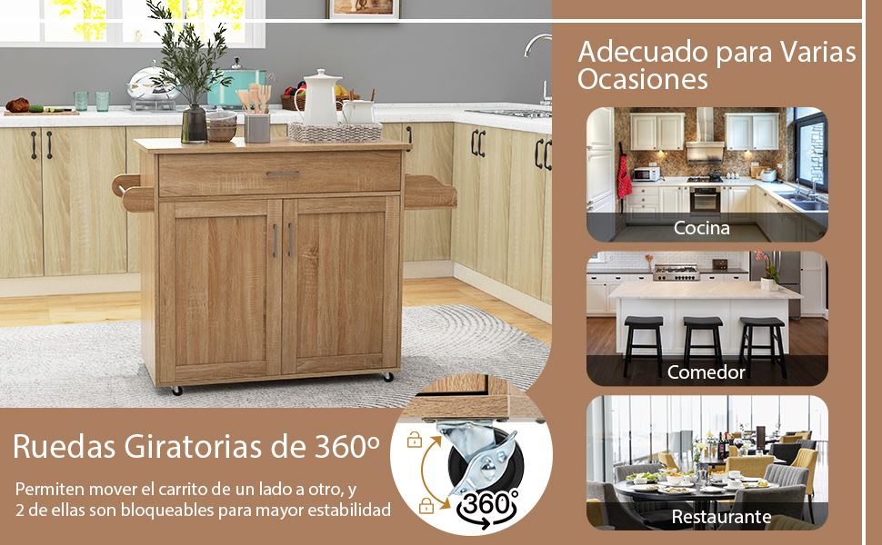 isla de cocina con ruedas