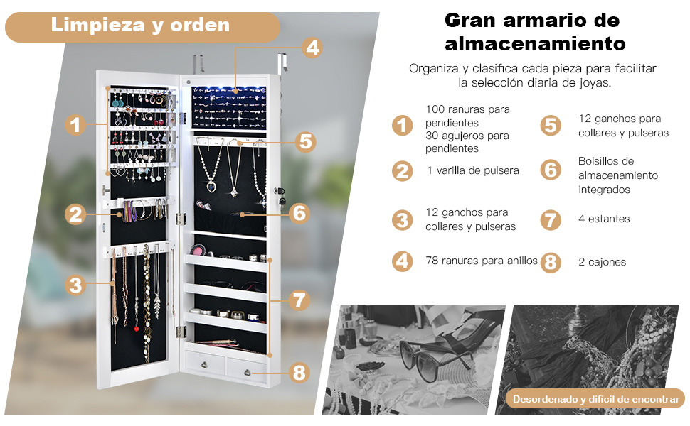 Organizador para joyas y collares