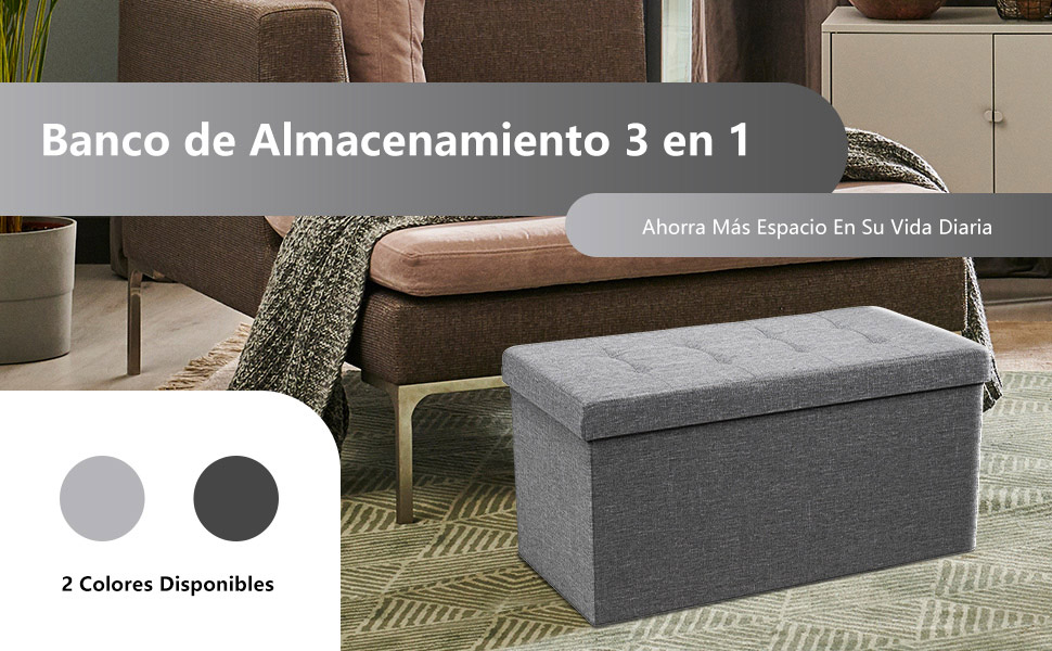 Otomana de Almacenamiento Gris Oscuro