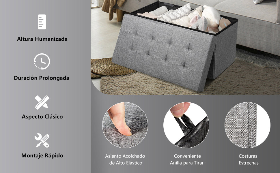 caja de asiento acolchada