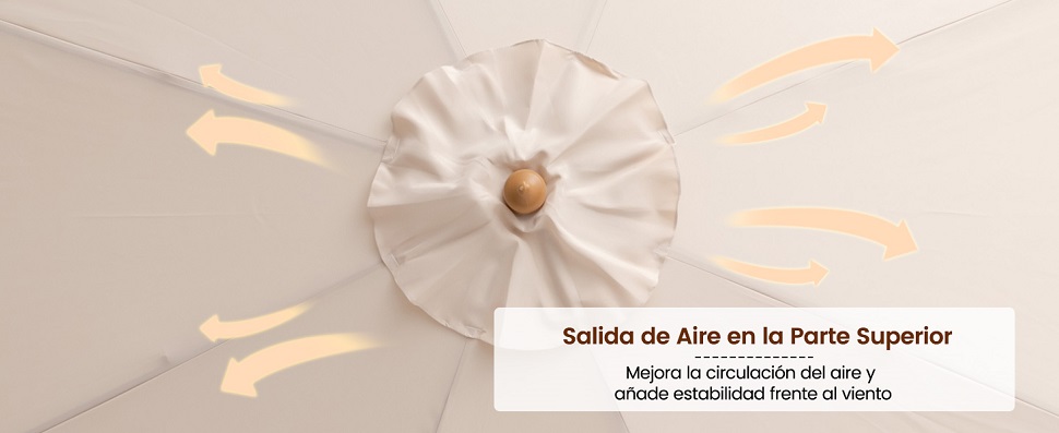 sombrilla de jardín con polea elevadora