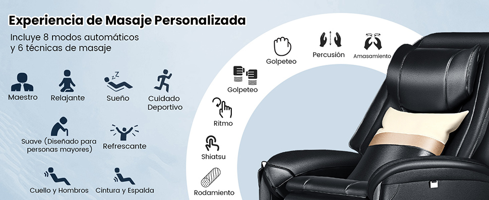 asientos de masaje de cuerpo completo 4D reclinable
