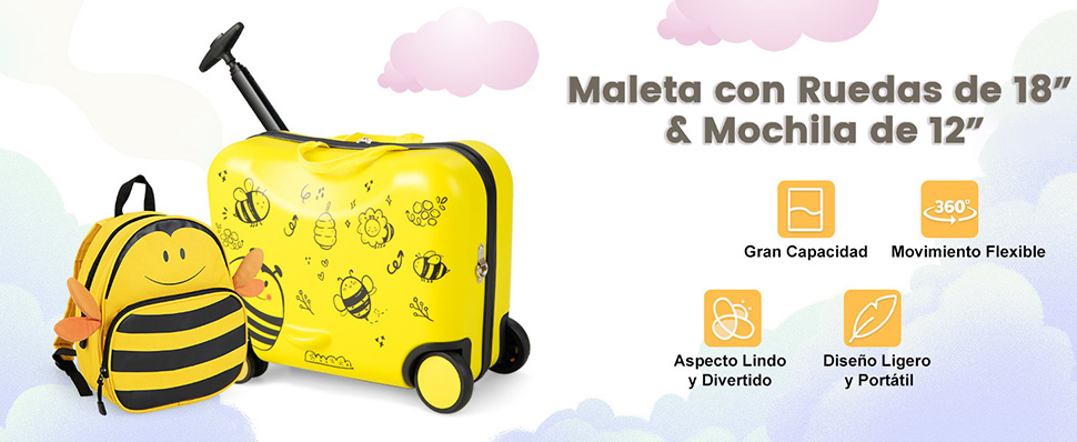 Maleta infantil con ruedas abeja