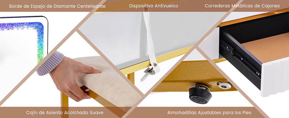 tocador con espejo iluminado con LED