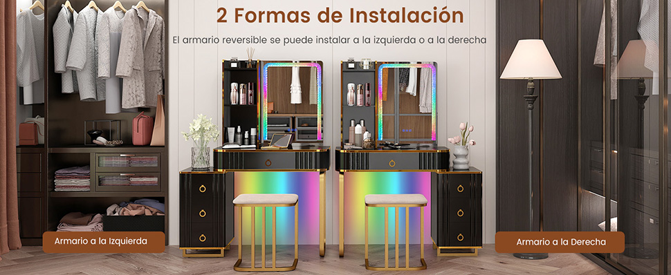 tocador RGB con estación de carga inalámbrica
