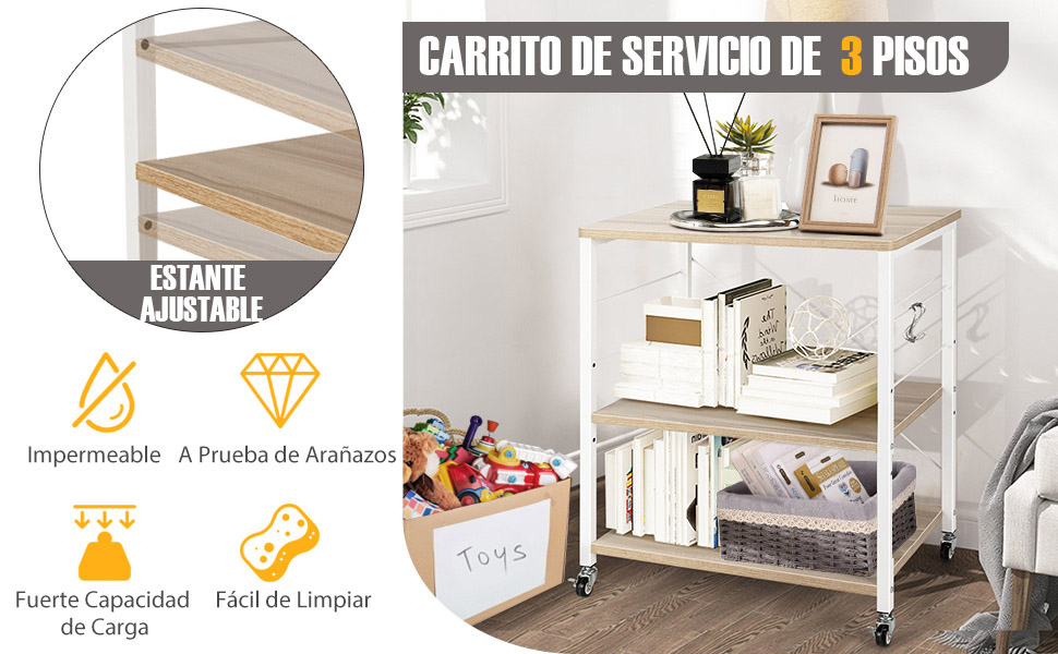 Estante de cocina con ruedas