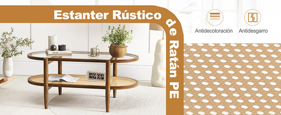 mesa central de ratán