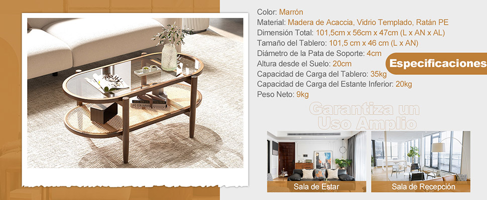 mesa central de madera